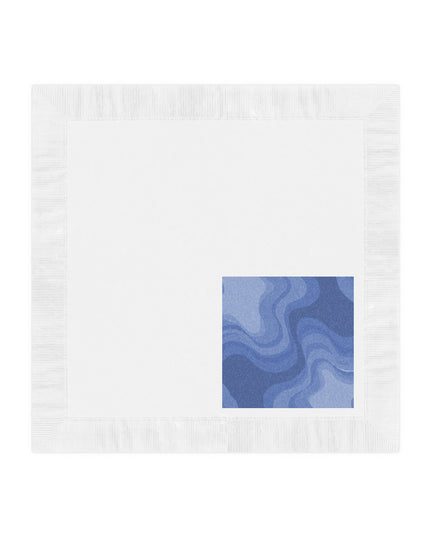 Deep Blue Wavey White Coined Napkins, 6.5" x 6.5"