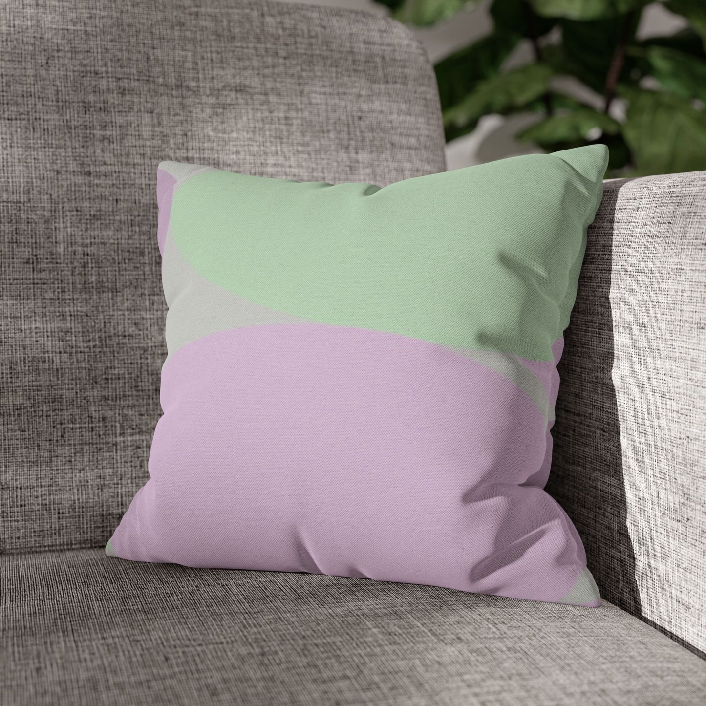 Pastel Lavender Purple and Soft Green Patches Spun Polyester Square Pillowcase, 14" x 14"