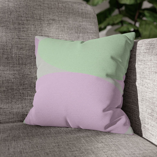 Pastel Lavender Purple and Soft Green Patches Spun Polyester Square Pillowcase, 14" x 14"