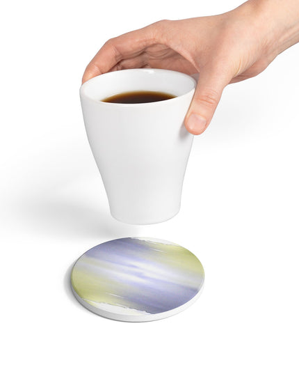 Lavender Sea Golden Fog 4" x 4" Round Ceramic Coaster