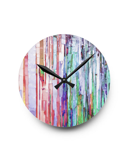 Striped Pastels Acrylic Round Wall Clock, 8" x 8"
