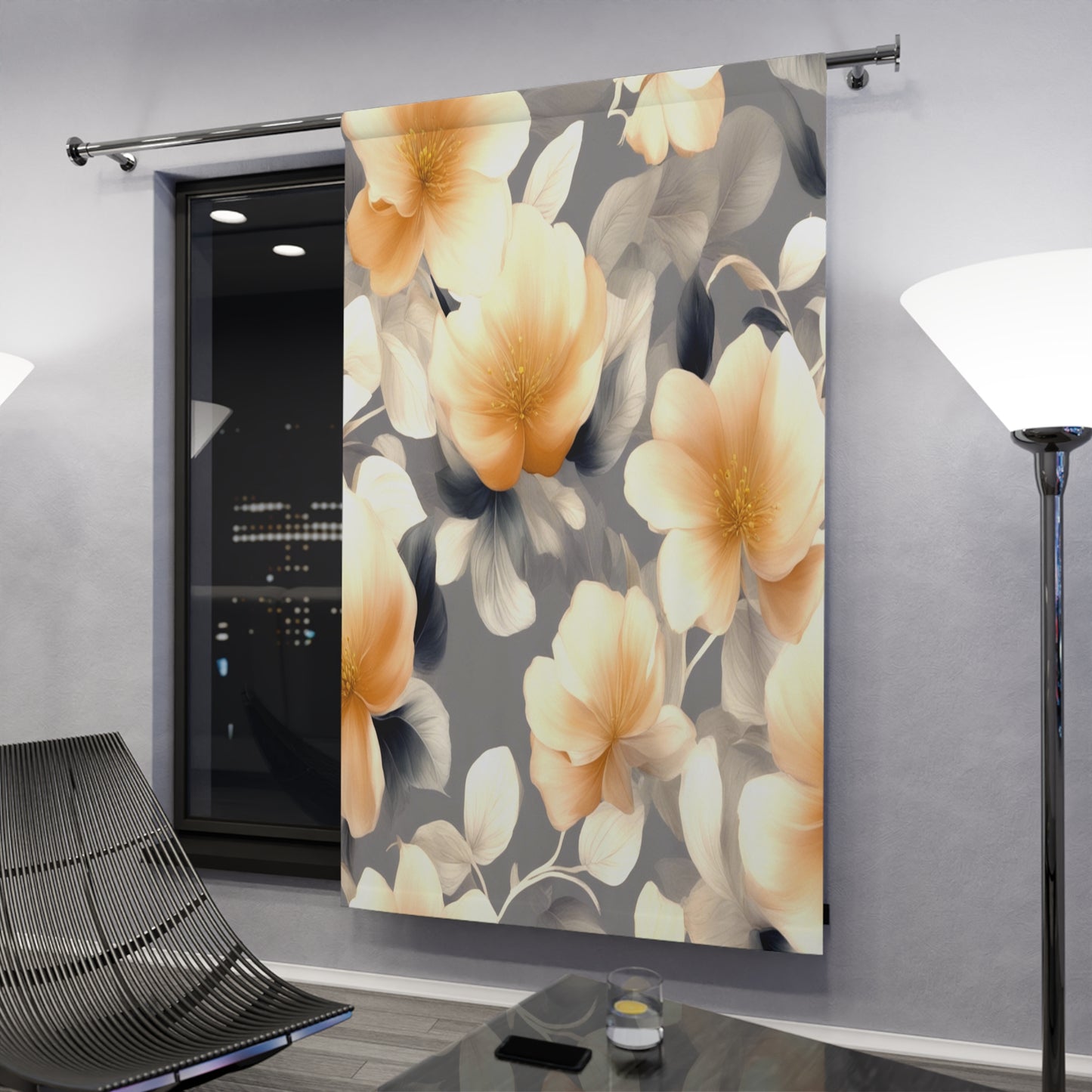 Soft Blossom Floral Bunch Window Curtain, 50" x  84", blackout