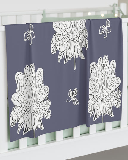 White Floral Butterflies Baby Swaddle 30″×40″ Blanket