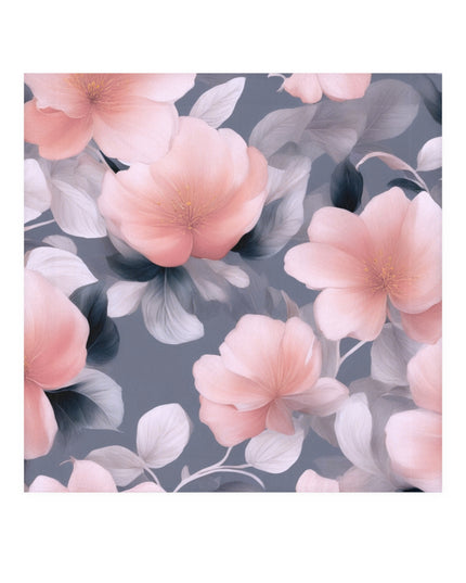 Peach and Blue Gray Floral Bunch Face Towel, 13" x 13"