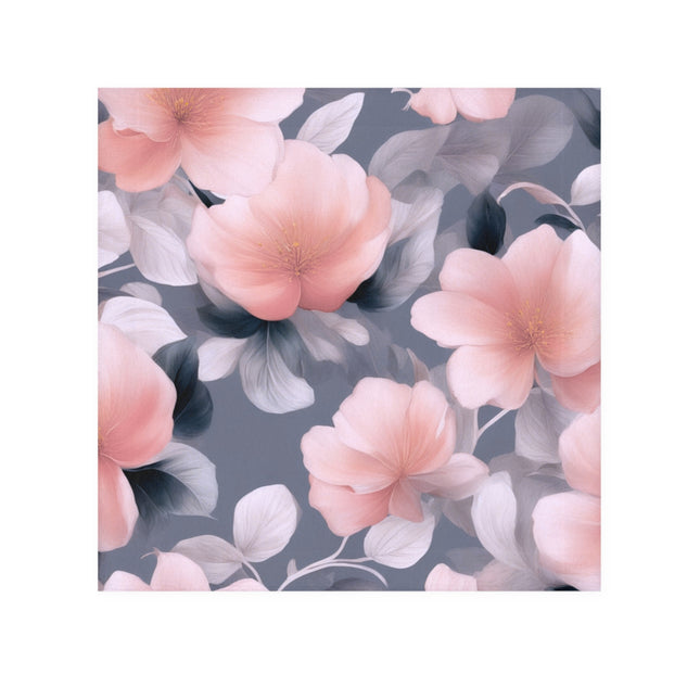 Peach and Blue Gray Floral Bunch Face Towel, 13" x 13"