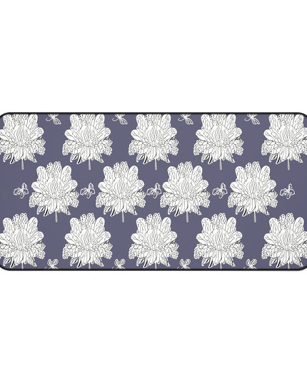 White Floral Butterflies 16" x 32" Desk Mat