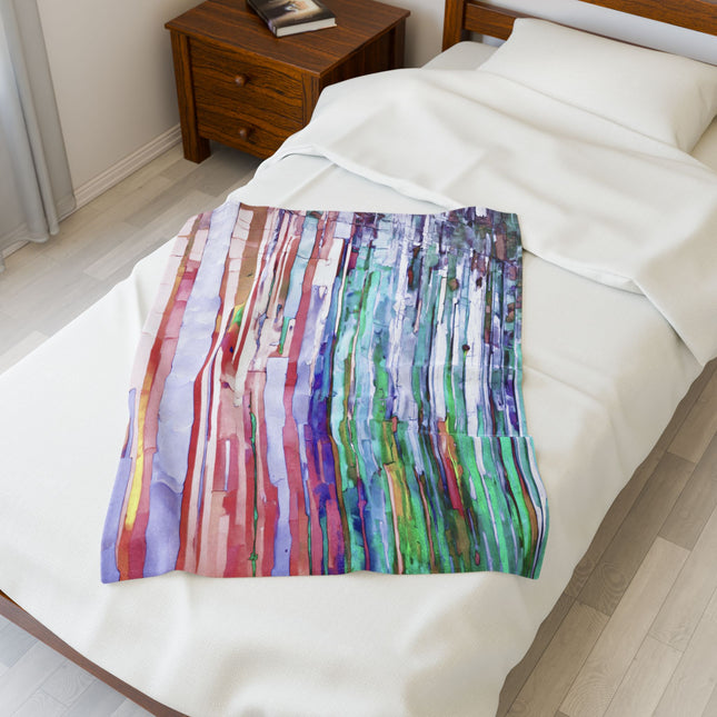 Striped Pastels Velveteen Plush Blanket, 30" x 40"