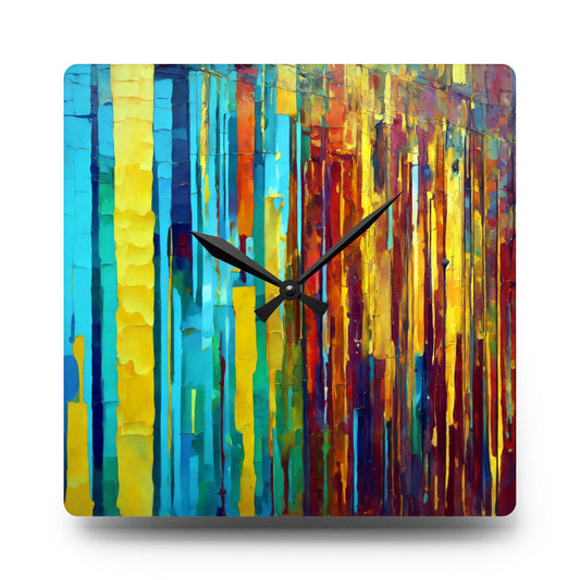 Striped Alpha Acrylic Wall Clock, Round or Square, 10.75" x 10.75"