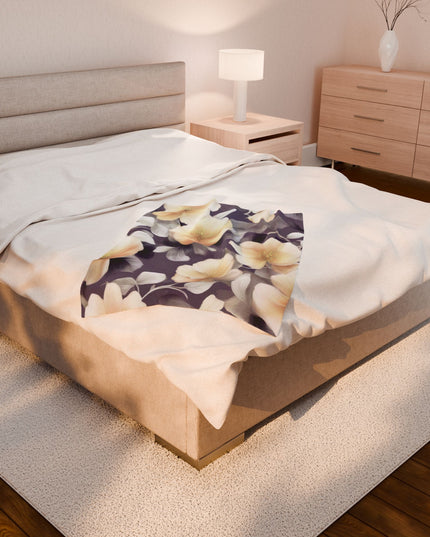 White Blush Floral Bunch Velveteen Plush Blanket, 30" x 40"
