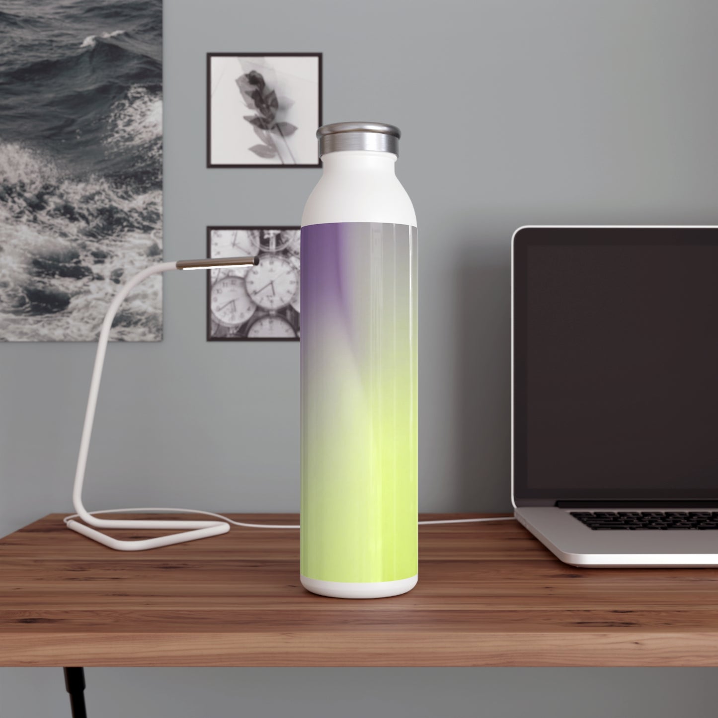 Purple Golden Fade Slim Water Bottle, 20 oz White