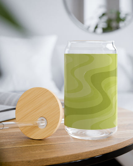 Lemon Wavey Sipper Glass, 16oz