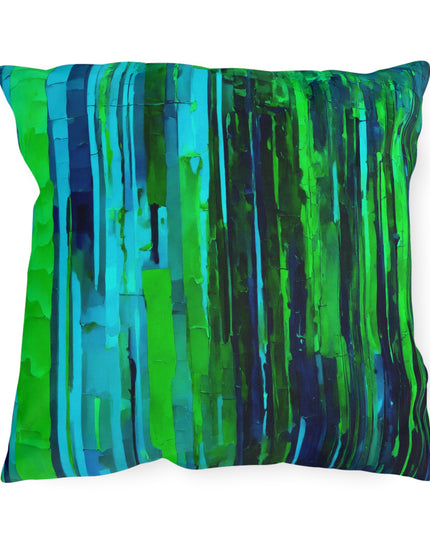 Striped Blue Green 18" x 18" Outdoor Pillow