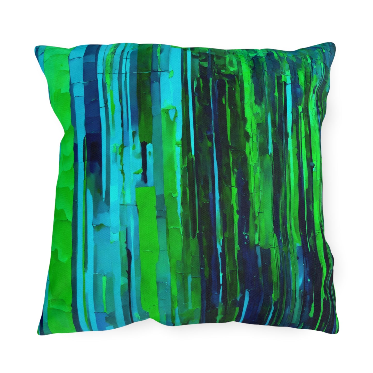 Striped Blue Green 18" x 18" Outdoor Pillow
