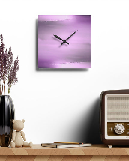 Dark Pink Sea Amethyst Fog Acrylic Wall Clock, Round or Square, 10.75" x 10.75"