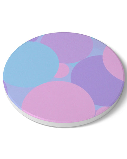 Pastel Purple and Mauve Patches 4" x 4" Round Ceramic Coaster