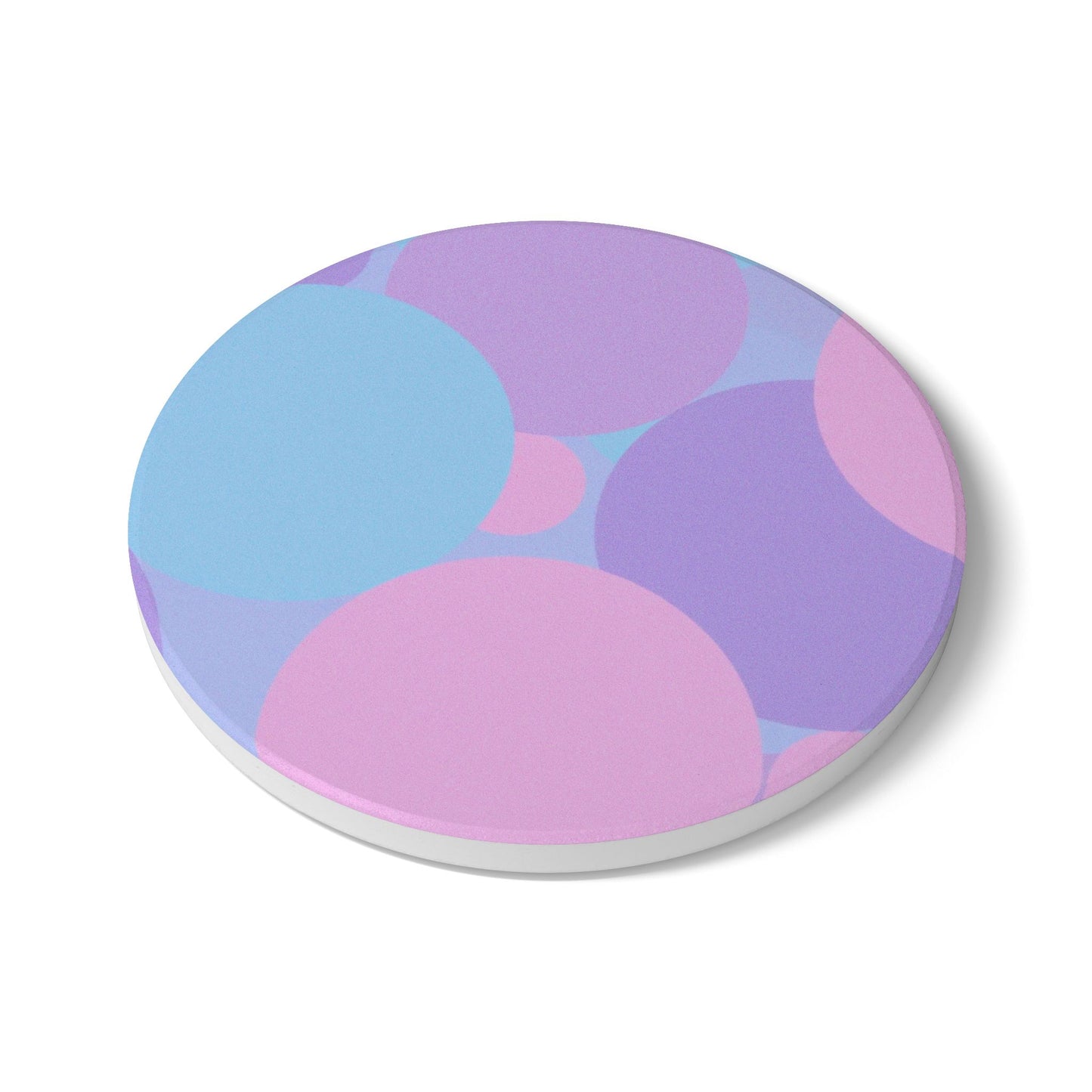 Pastel Purple and Mauve Patches 4" x 4" Round Ceramic Coaster