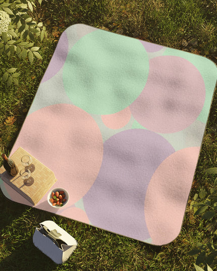 Pastel Peach and Soft Green Patches 61" × 51" Picnic Blanket