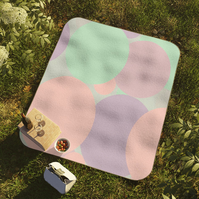 Pastel Peach and Soft Green Patches 61" × 51" Picnic Blanket