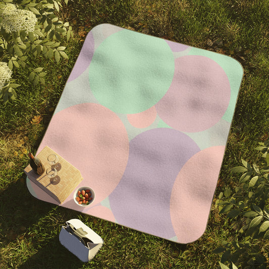 Pastel Peach and Soft Green Patches 61" × 51" Picnic Blanket