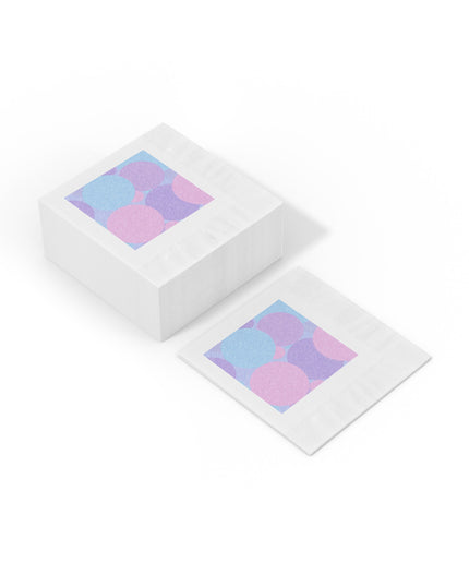 Pastel Purple and Mauve Patches White Coined Napkins, 4.8" x 4.8"