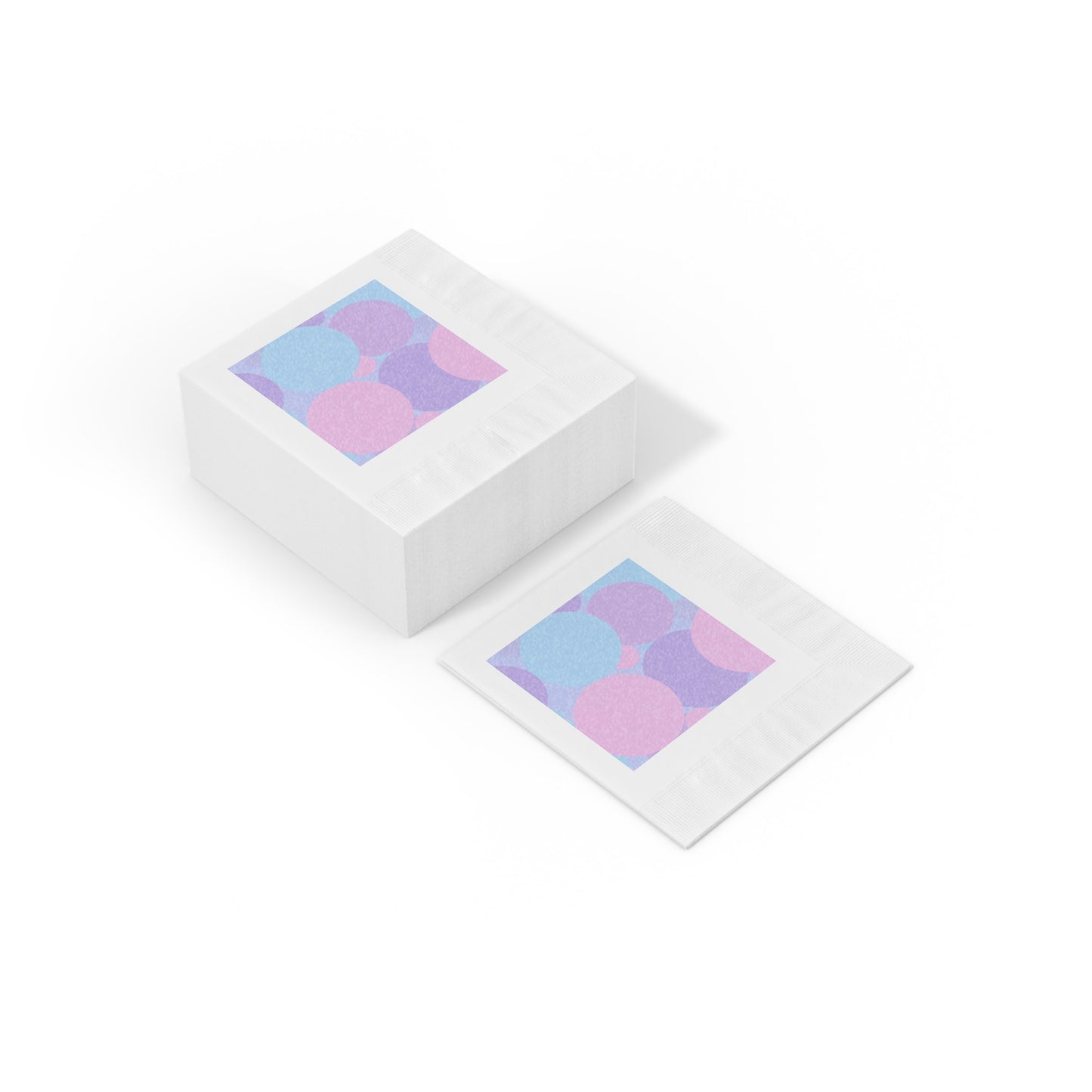 Pastel Purple and Mauve Patches White Coined Napkins, 4.8" x 4.8"
