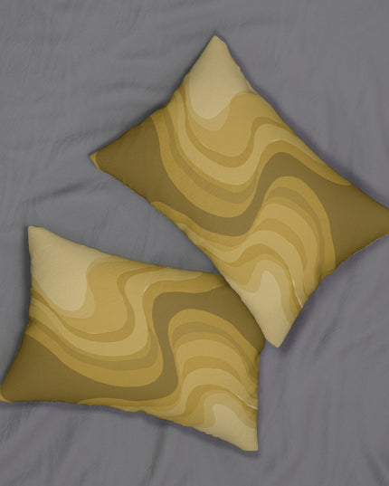 Brown Wavey Spun Polyester Lumbar Pillow, 20" x 14"