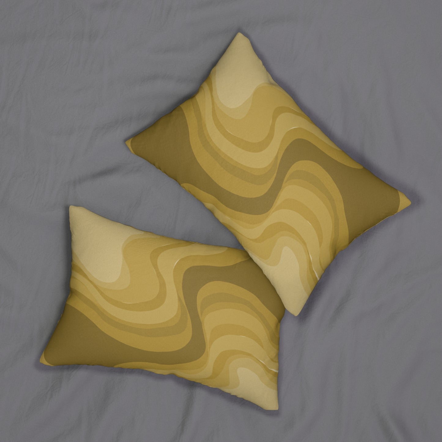Brown Wavey Spun Polyester Lumbar Pillow, 20" x 14"
