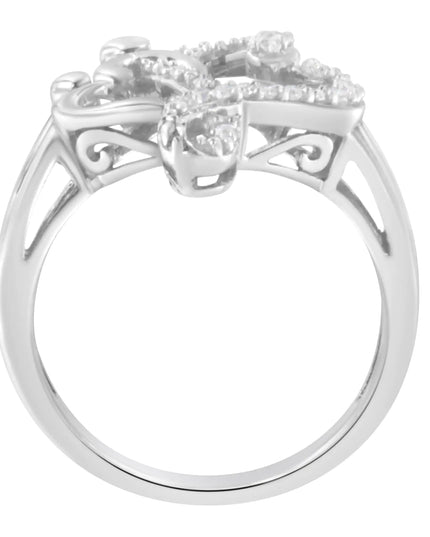 .925 Sterling Silver Diamond Heart and Music Note Ring (1/10 Cttw, H-I Color, I3 Clarity)