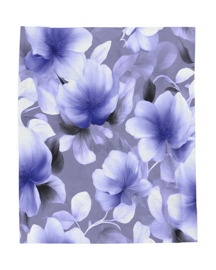 Indigo Blossom Floral Bunch Velveteen Plush Blanket, 50" x 60"
