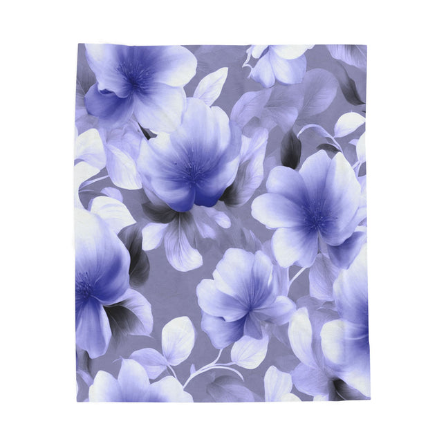 Indigo Blossom Floral Bunch Velveteen Plush Blanket, 50" x 60"