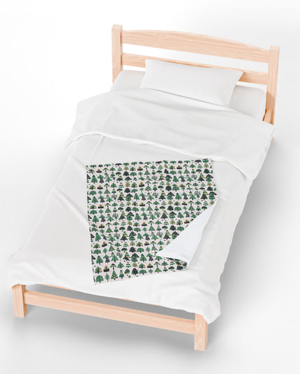 Mini Vintage Green Trees Velveteen Plush Blanket, 30" x 40"