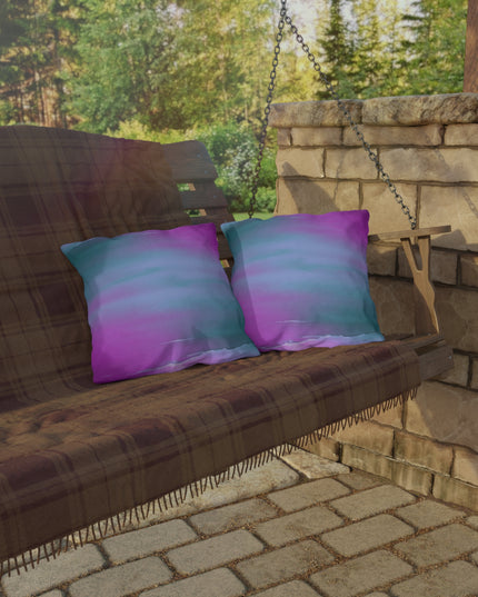 Dark Blue Green Sea Purple Fog 16" x 16" Outdoor Pillows