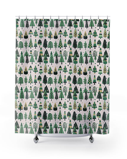 Mini Vintage Green Trees Shower Curtains, 71" x 74"