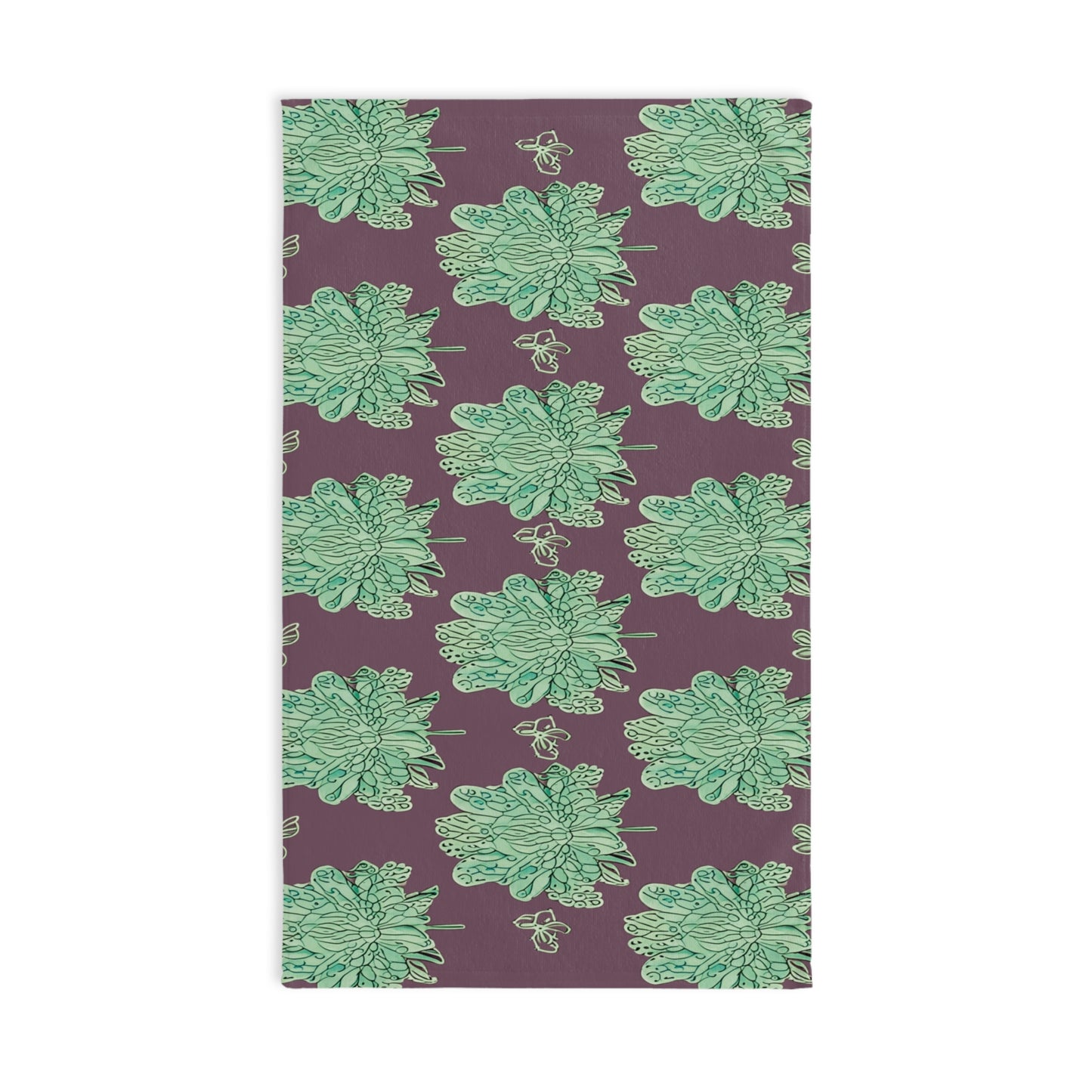 Mint Green Floral Butterflies Hand Towel, 16" x 28"