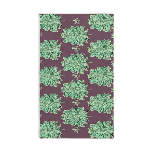 Mint Green Floral Butterflies Hand Towel, 16" x 28"