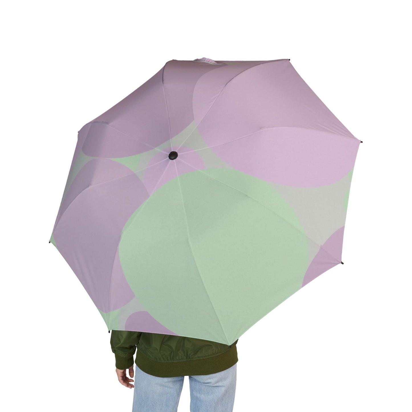 Pastel Lavender Purple and Soft Green Patches Foldable Umbrella - Compact & Chic