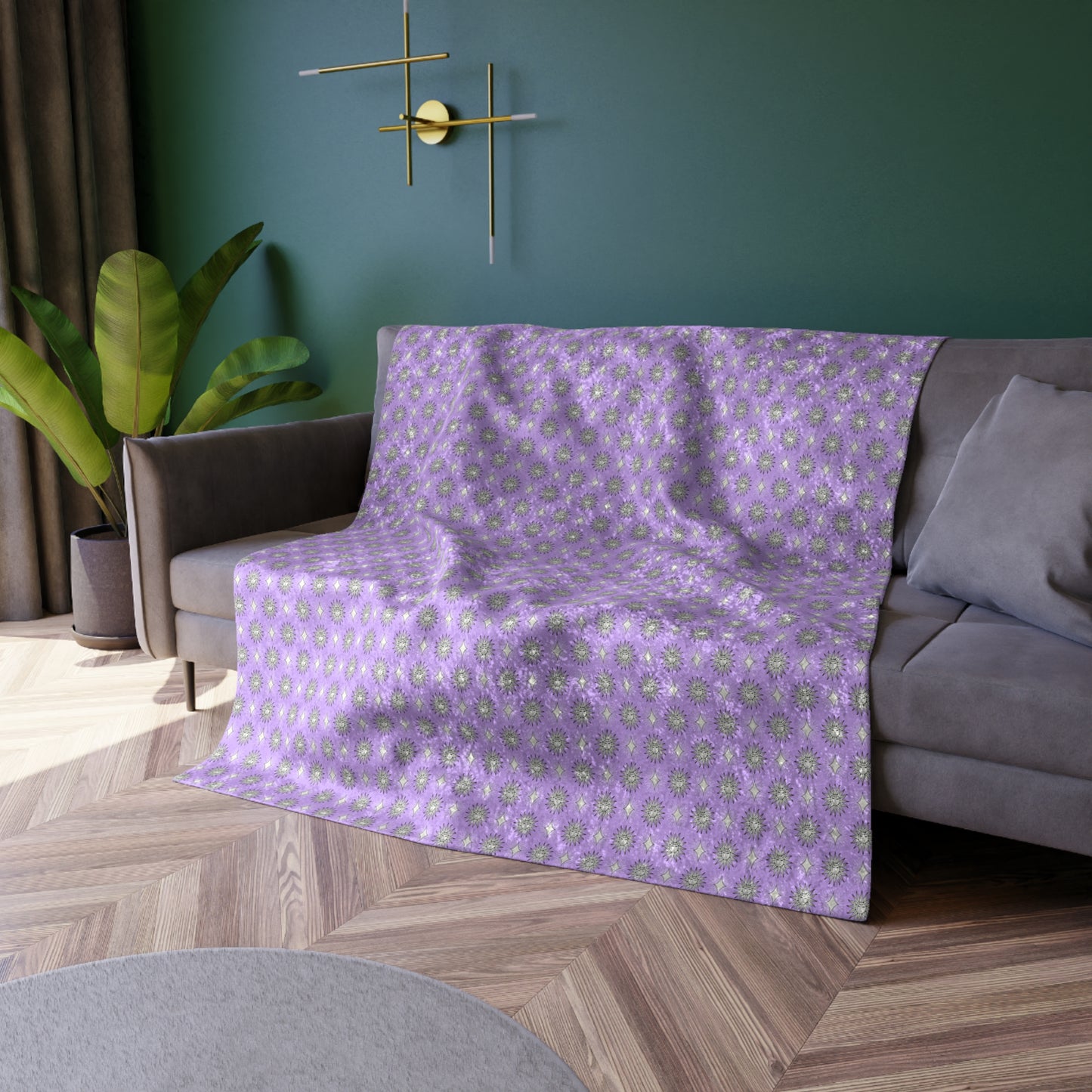 Lavender Star-crossed Bodies Crushed Velvet Blanket, 50" x 60"