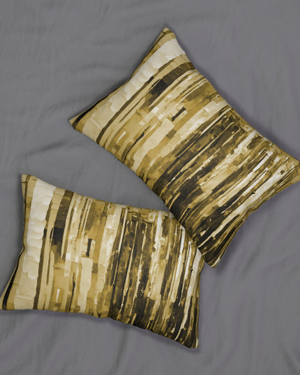Striped Light Brown Pastel Spun Polyester Lumbar Pillow, 20" x 14"