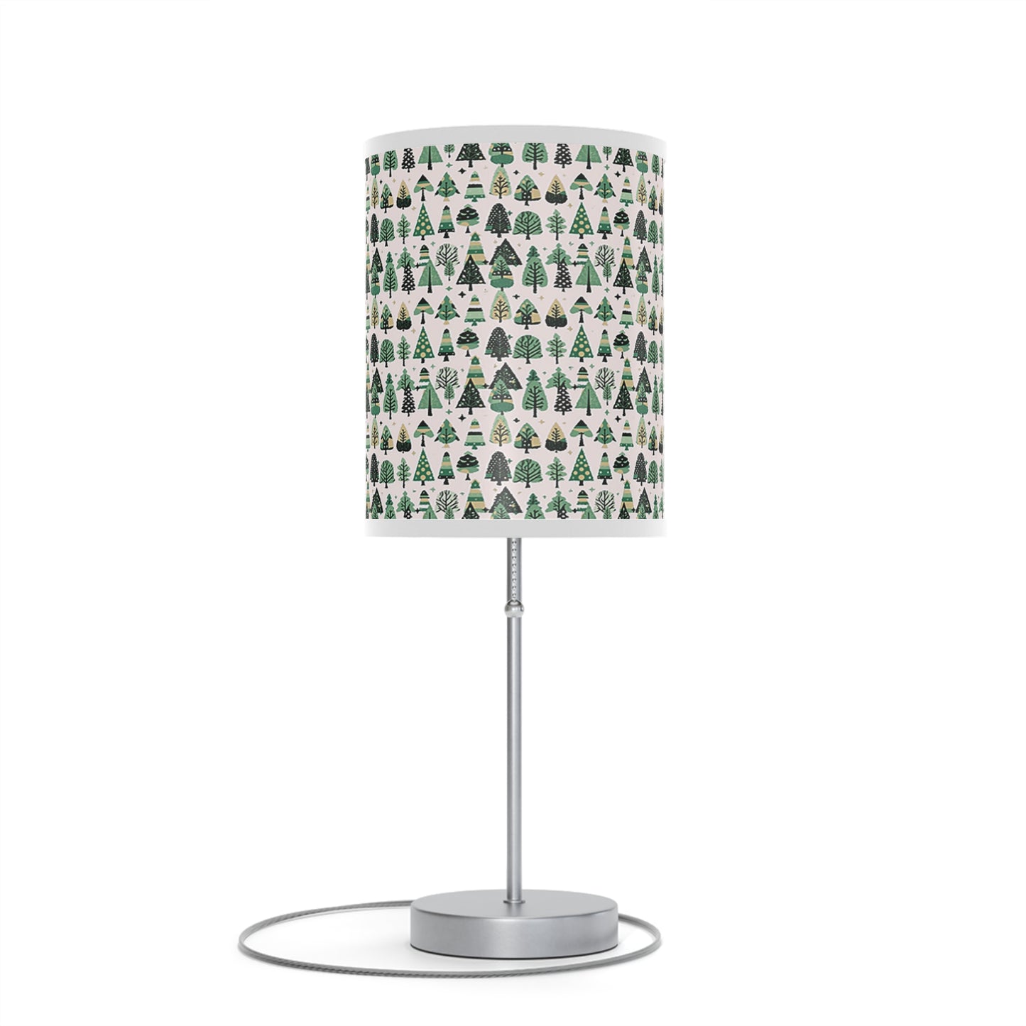 Mini Vintage Green Trees Table Lamp on a White or Silver Stand, US|CA plug