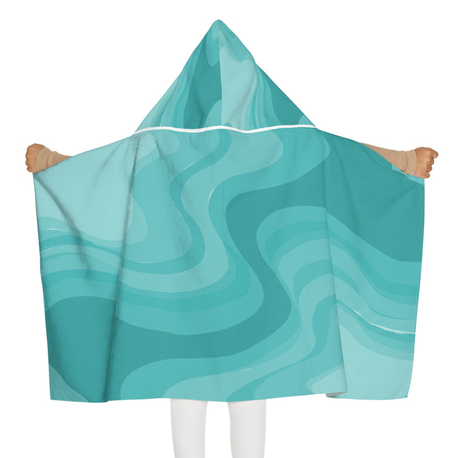 Tif Green Wavey Youth Hooded Towel, 24" x 48"