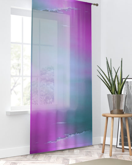 Dark Blue Green Sea Purple Fog Window Curtain, 50" x 84", partially transparent