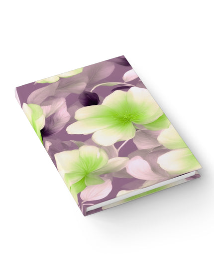 Lime Lavender Floral Bunch Journal - 128 Ruled Line pages, 5" x 7"
