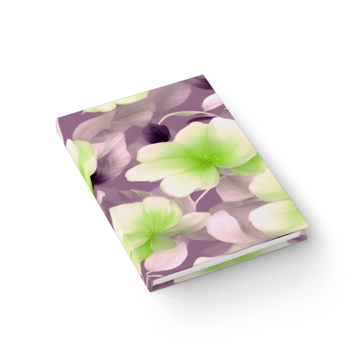 Lime Lavender Floral Bunch Journal - 128 Ruled Line pages, 5" x 7"
