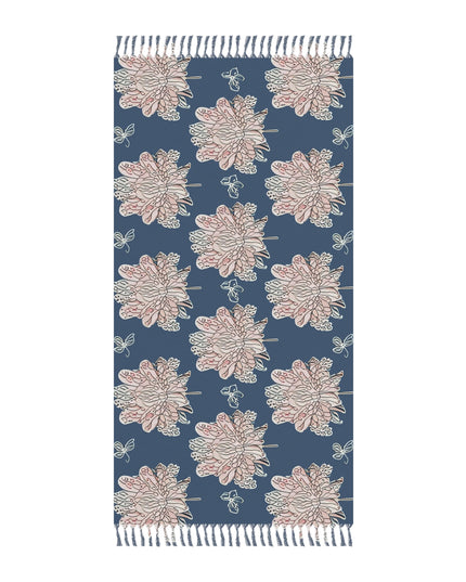 Rose White Floral Butterflies 38" × 81" Boho Beach Cloth