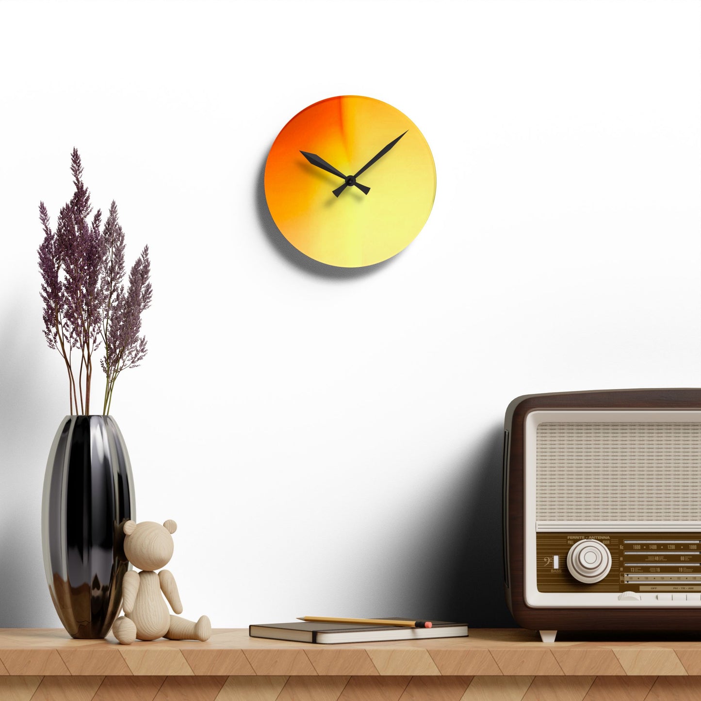 Phoenix Fade Acrylic Round Wall Clock, 8" x 8"