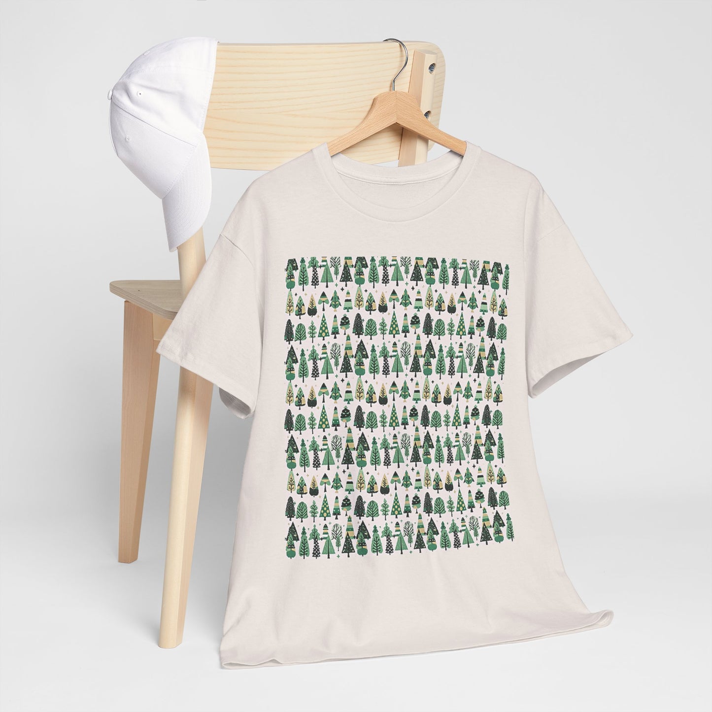 Mini Vintage Green Trees Unisex Heavy Cotton Tee, Large - XL - 2XL - 3XL