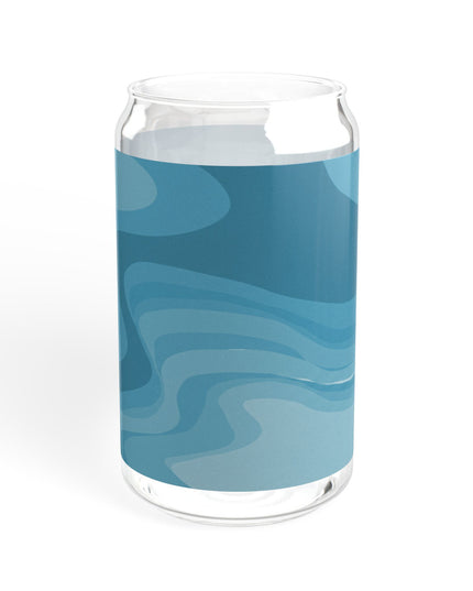 Sky Blue Wavey Sipper Glass, 16oz