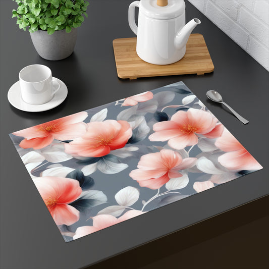 Red Blossom Floral Bunch Placemat, 1 pc