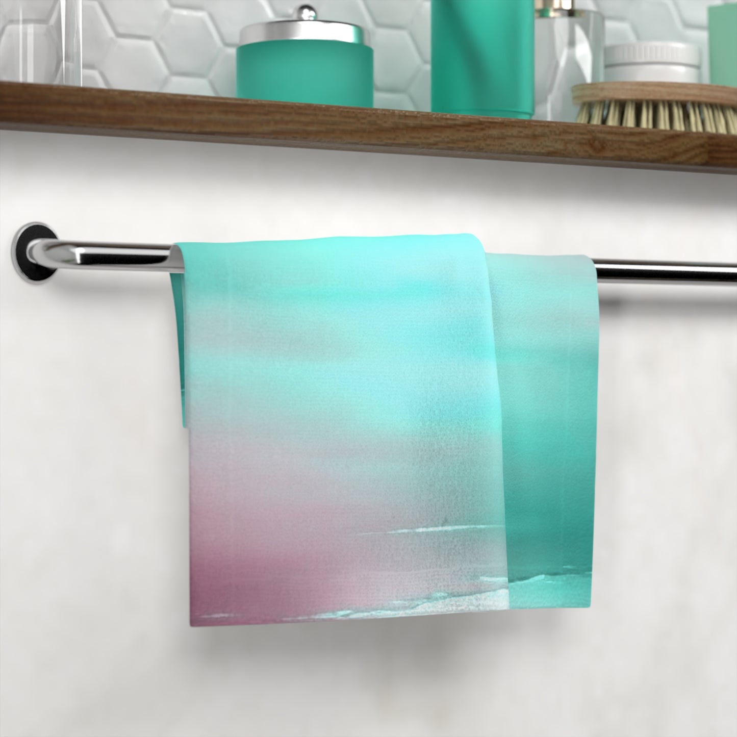 Green Sea Lavender Fog Face Towel, 13" x 13"