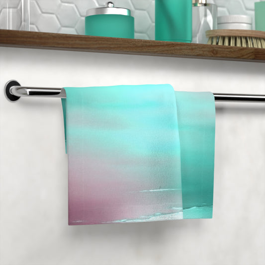 Green Sea Lavender Fog Face Towel, 13" x 13"